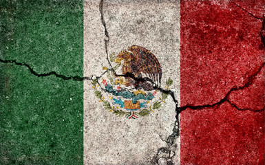 Wall Mural - Grunge country flag illustration (cracked concrete background) / Mexico.