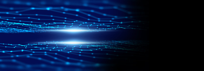 Poster - defocused image of  fiber optics lights abstract banner