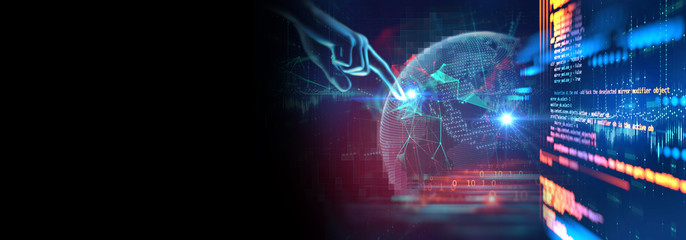 Leinwandbilder - Programming code abstract technology background of software developer and  Computer script banner 3d illustration
