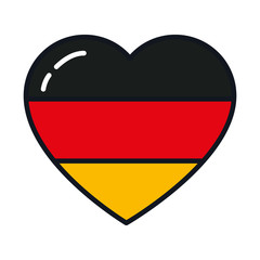 Poster - heart with german flag design, line and fill style