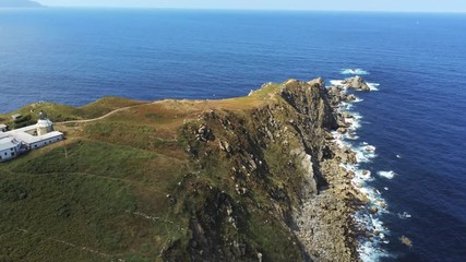 Wall Mural - Faro de Bares, beautiful landscape in lighthouse area. Galicia,Spain. Aerial Drone Footage