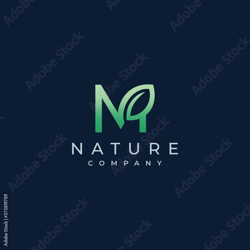 Fotomural M Letter Leaf Logo Icon Design Vector