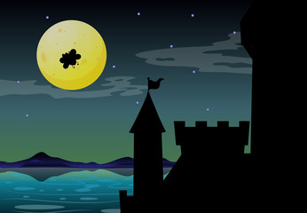Wall Mural - castle scene at night