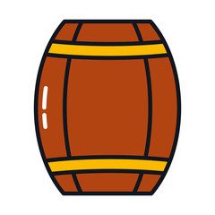 Sticker - wooden barrel icon, line and fill style