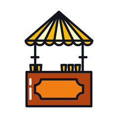 Sticker - beer vendor booth icon, line and fill style