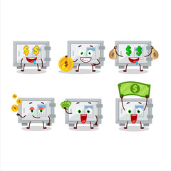 Canvas Print - Digital safe box cartoon character with cute emoticon bring money