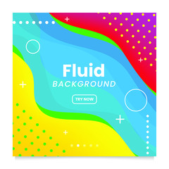 Poster - Realistic Abstract 3D Poster with Fluid Shapes on Colorful Background . Isolated Vector Elements