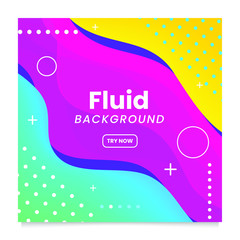 Poster - Realistic Abstract 3D Poster with Fluid Shapes on Colorful Background . Isolated Vector Elements