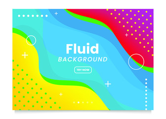 Poster - Realistic Abstract 3D Poster with Fluid Shapes on Colorful Background . Isolated Vector Elements