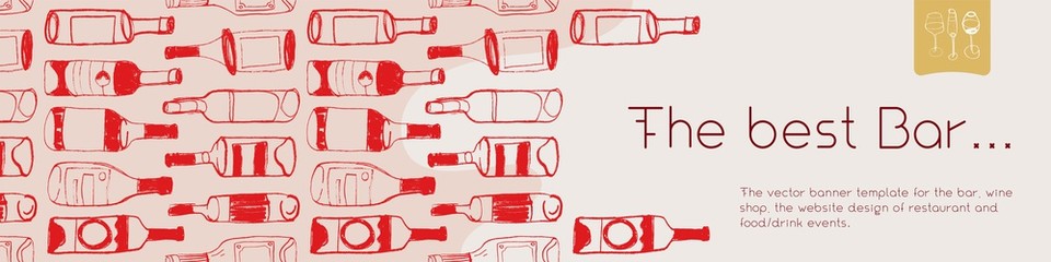 the best bar vector banner. bottles pattern for alcohol bar. vivid banner wine tourism — winery tour