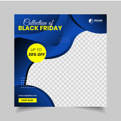 Wall Mural - Social Media Post Template for Black Friday, Instagram and Web Banner Ads, Editable Square Banner Design, Color Abstract Shape, Instagram and Web Banner Ads vector
