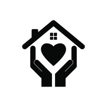 Hands Holding House With Heart Icon Vector