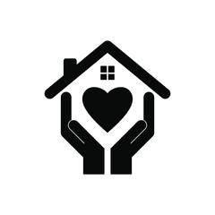 Wall Mural - Hands holding house with heart icon vector