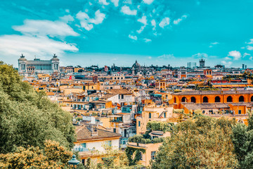 Wall Mural - View of the city of Rome from above, from the hill of Terrazza del Pincio. Italy.
