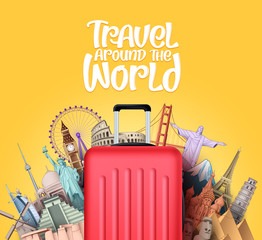 travel around the world vector design. travel in famous tourism landmarks and around the world attra