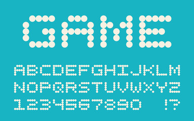 Poster - Pixel retro font Video computer game design 8 bit letters and numbers Vector alphabet