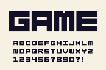 Poster - Pixel font Video computer game design 8 bit retro letters and numbers Vector alphabet