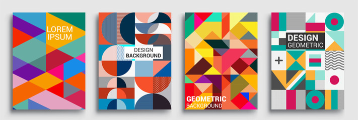 Modern geometric abstract background covers sets. colorful pattern geometric shapes composition, vector illustration.