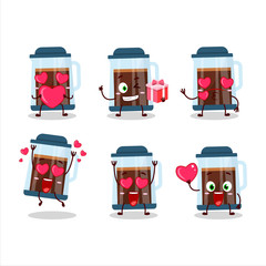 Canvas Print - French press cartoon character with love cute emoticon