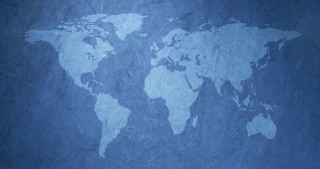  Earth Map on blue Stone Background