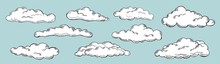 Set Of Clouds In Hand Drawn Style.