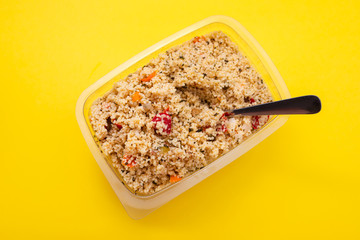 Sticker - fresh vegetable salad with couscous in plastic box