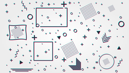 Leinwandbilder - Memphis card with glitch geometric shapes. Luxury fashioon design - 80-90s.