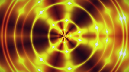 Poster - 3d render of gold fractal lights with shining effects. Computer generated abstract background of flickering rings.