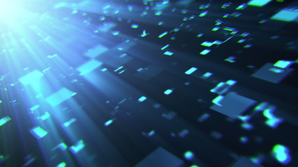 Poster - 3d rendering of technology and data processing. Computer generated modern information backdrop