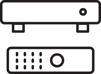 Poster - grey multimedia and tv box receiver and player with remote controller icon isolated seamless pattern