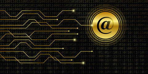 Aufkleber - digital post mail with binary code background vector illustration EPS10
