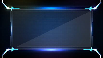 Wall Mural - abstract futuristic background of blue glowing technology sci fi frame hud ui