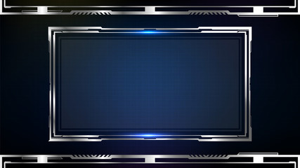 abstract futuristic background of blue glowing technology sci fi frame hud ui