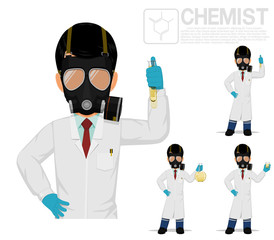 Wall Mural - Isolated chemist on white background