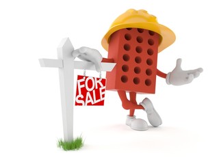 Sticker - Brick character with real estate sign