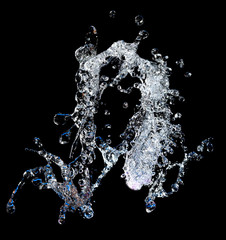 water splash high definition isolated on black background
