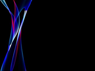 Poster - Abstract blue,white and red light waves on a black background