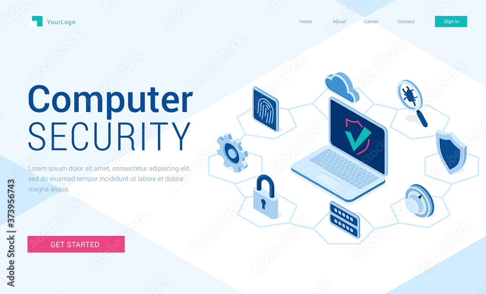 Computer security banner. Concept of safety internet technology, data ...