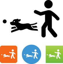 Dog Playing Fetch Vector Icon