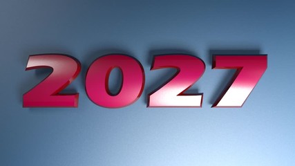 Poster - The write 2027 in red numbers, isolated on blue background - 3D rendering illustration video clip