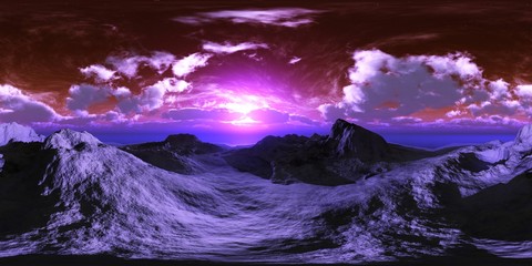 Wall Mural - alien landscape, hdri, environment map , round panorama, spherical panorama, equidistant projection,