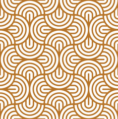 Vector seamless pattern with bold striped circles. Stylish geometric texture. Modern abstract background.
