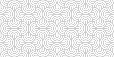 Vector seamless pattern with bold striped circles. Stylish geometric texture. Modern abstract background.