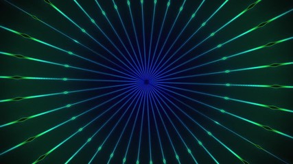 Poster - Dark abstract computer generated background. 3d rendering of a tunnel of neon rays with highlights