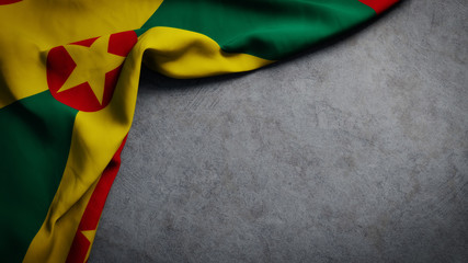 Wall Mural - Flag of Grenada on concrete backdrop. Grenada flag background with copy space