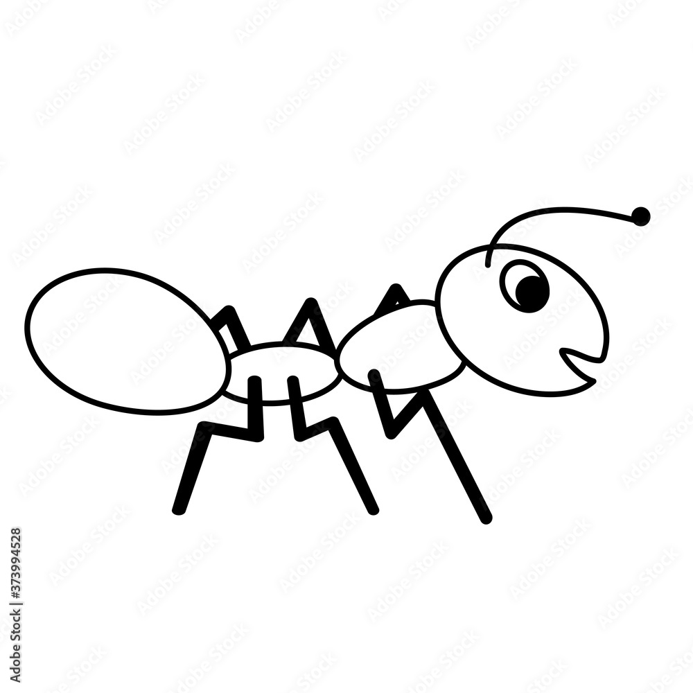 Coloring page. Ant cartoon illustration Isolated on white background ...