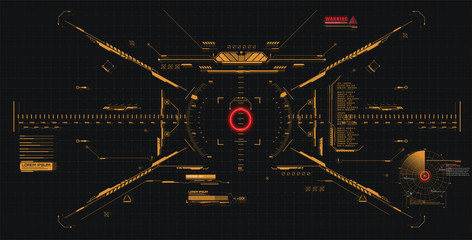 Fototapete - Modern illustration for game background design Futuristic HUD, GUI interface screen design. Virtual reality. Futuristic VR Head-up Display Design. Sci-Fi Helmet HUD. Future Technology. Hi tech design