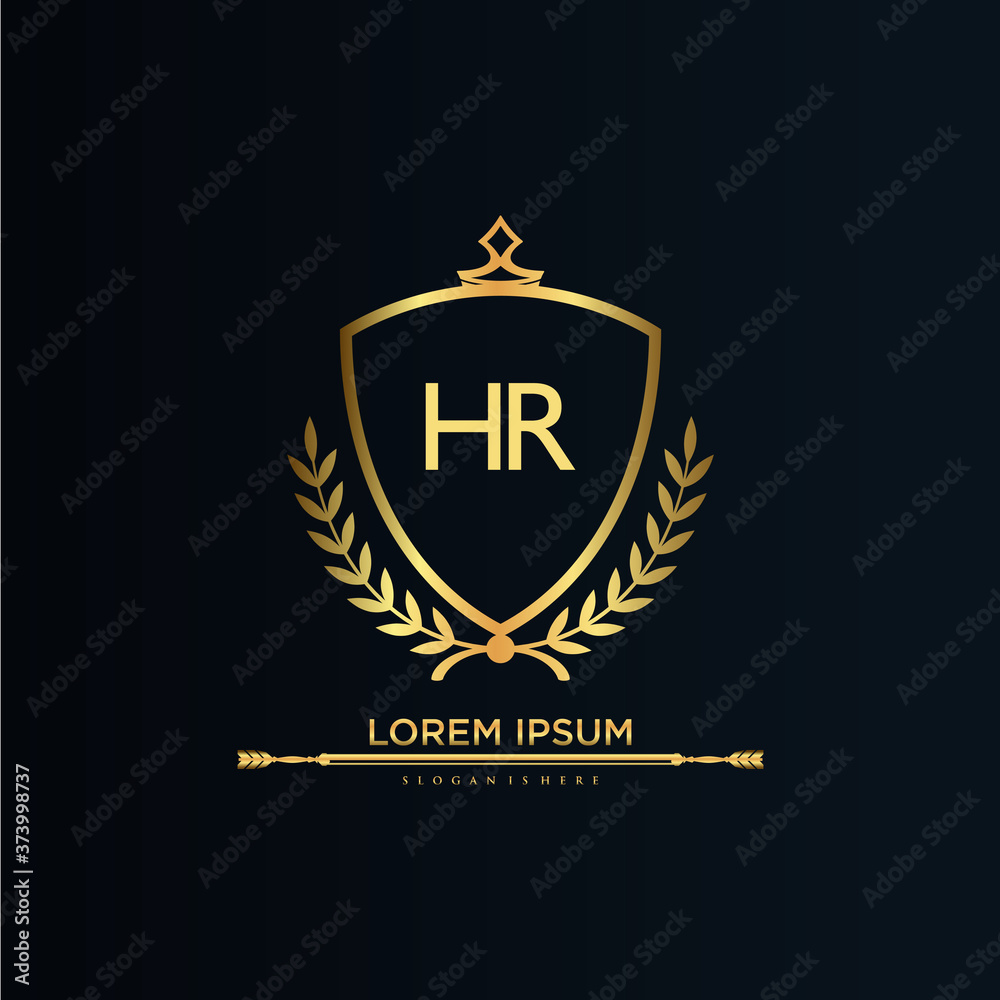 HR Letter Initial with Royal Template.elegant with crown logo vector ...