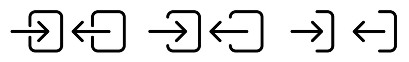 Wall Mural - login logout icon black | user log in out illustration | account access symbol | enter exit logo | e