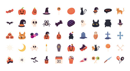 Sticker - halloween free form style 50 icon set vector design